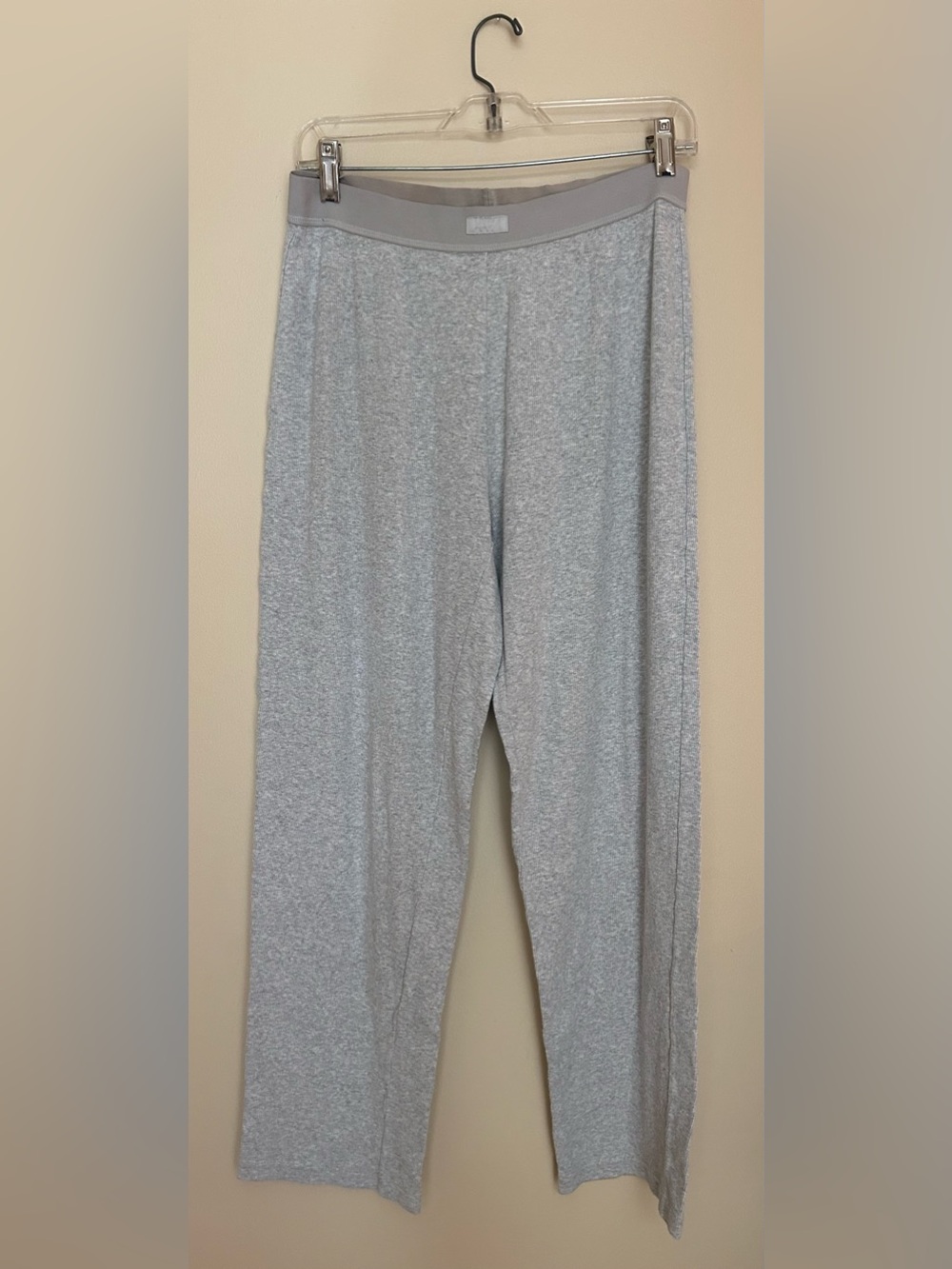 SKIMS Women’s Heather Gray Cotton Rib Relaxed Pants Size Small